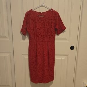 Adrianna Papell Red Lace Dress
